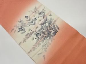 作家物 手織り紬手描き花模様名古屋帯